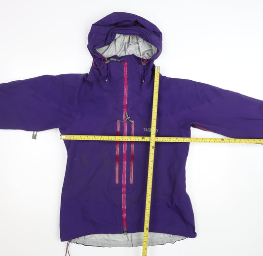 Rab Womens Purple Waterproof Hooded Jacket UK 14 Outdoor Rain Coat