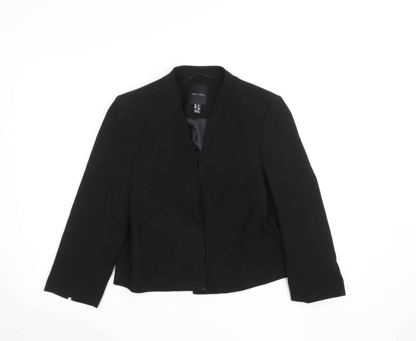 New Look Women's Black Cropped Blazer Size 12 Tailored Workwear Jacket