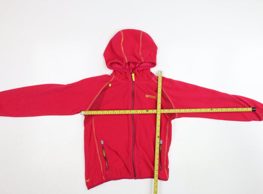 Regatta Teens Red Fleece Full Zip Hooded Activewear Top Size 158