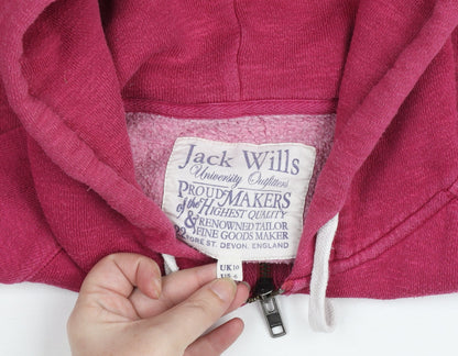 Womens UK Size 10 Jack Wills Pink Full Zip Hoodie