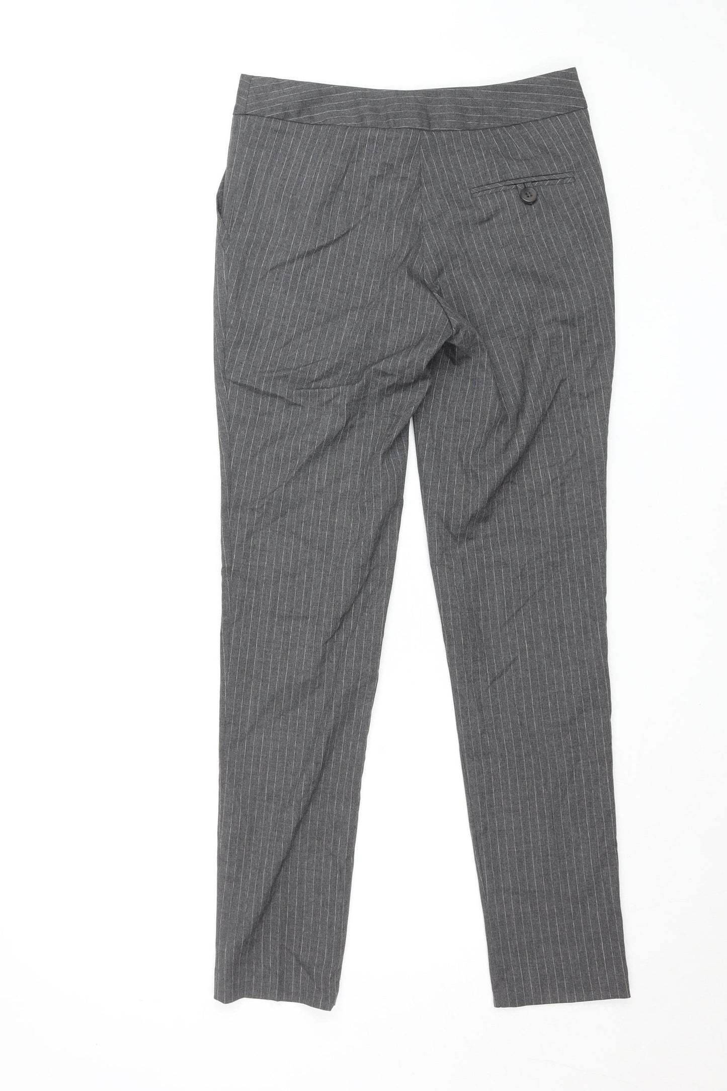 Warehouse Womens Grey Pinstripe Slim Fit Trousers Size 10