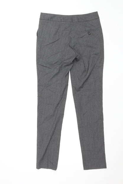 Warehouse Womens Grey Pinstripe Slim Fit Trousers Size 10