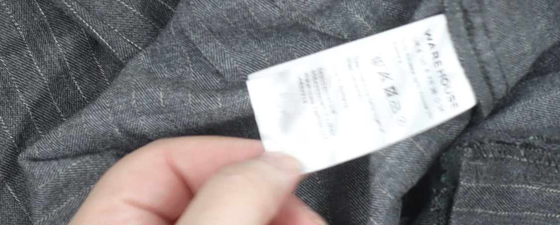 Warehouse Womens Grey Pinstripe Slim Fit Trousers Size 10