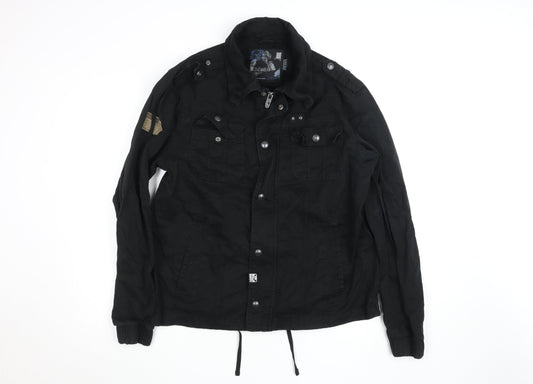 80s & Sons Men's Black XL Military Style Cotton Jacket
