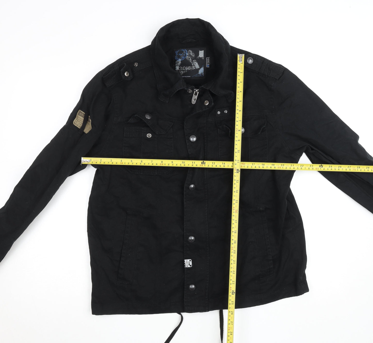 80s & Sons Men's Black XL Military Style Cotton Jacket