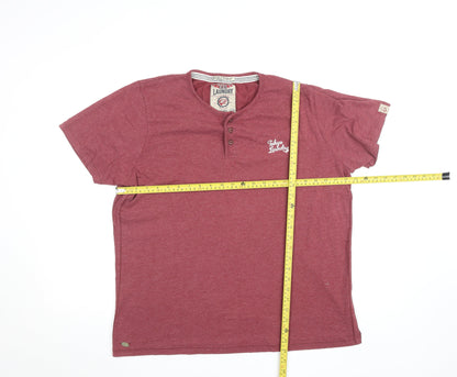 Tokyo Laundry Men's Red Henley Short Sleeve T-Shirt XL Cotton Blend