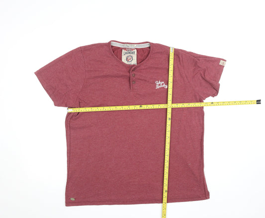 Tokyo Laundry Men's Red Henley Short Sleeve T-Shirt XL Cotton Blend