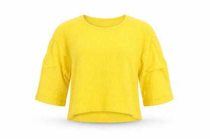 Womens UK Size M Zara Basic Yellow Cropped Blouse