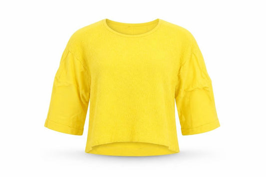 Womens UK Size M Zara Basic Yellow Cropped Blouse