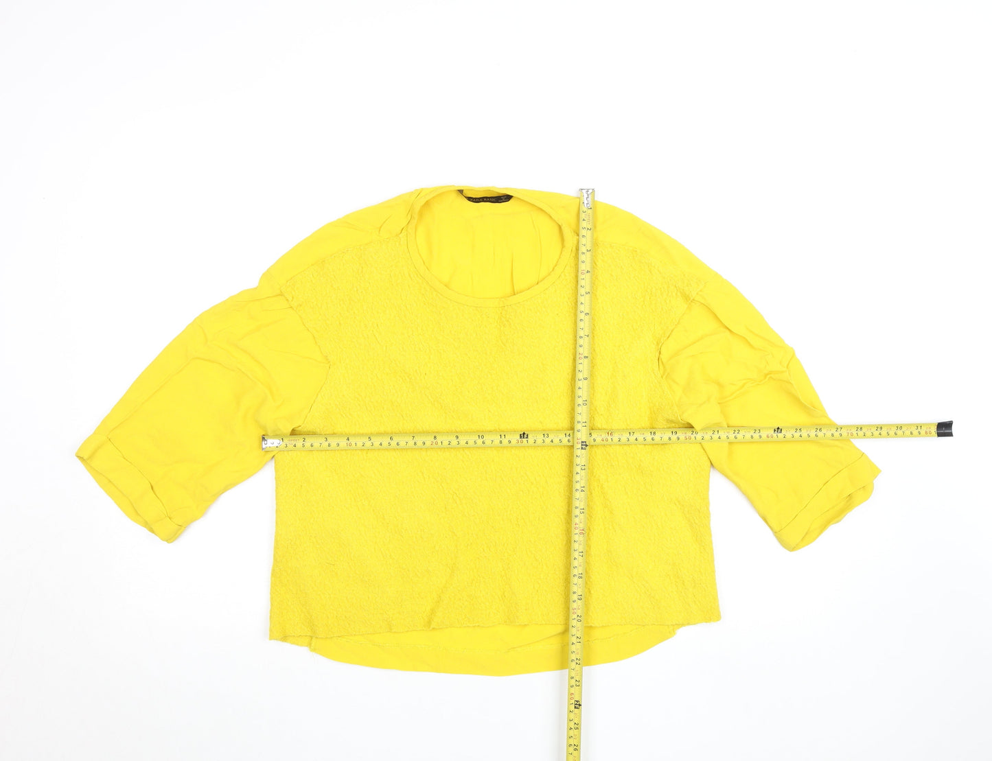 Womens UK Size M Zara Basic Yellow Cropped Blouse