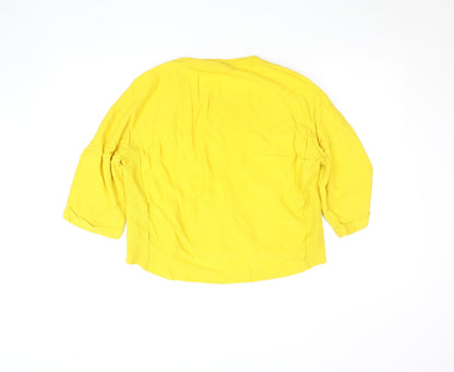 Womens UK Size M Zara Basic Yellow Cropped Blouse