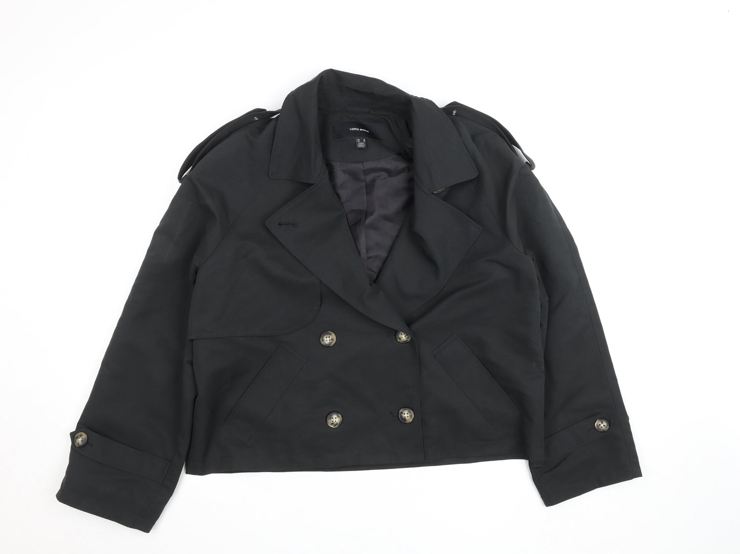 Womens UK Size 12 VERO MODA Black Pea Coat