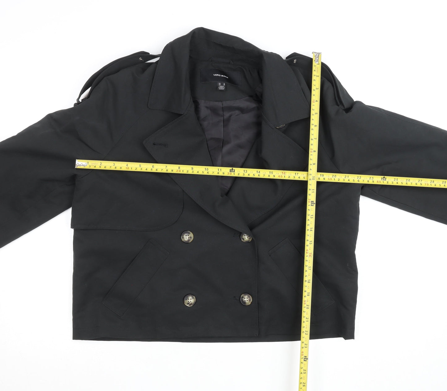 Womens UK Size 12 VERO MODA Black Pea Coat
