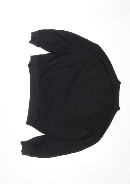 Womens UK Size M Boohoo Black Pullover Sweatshirt