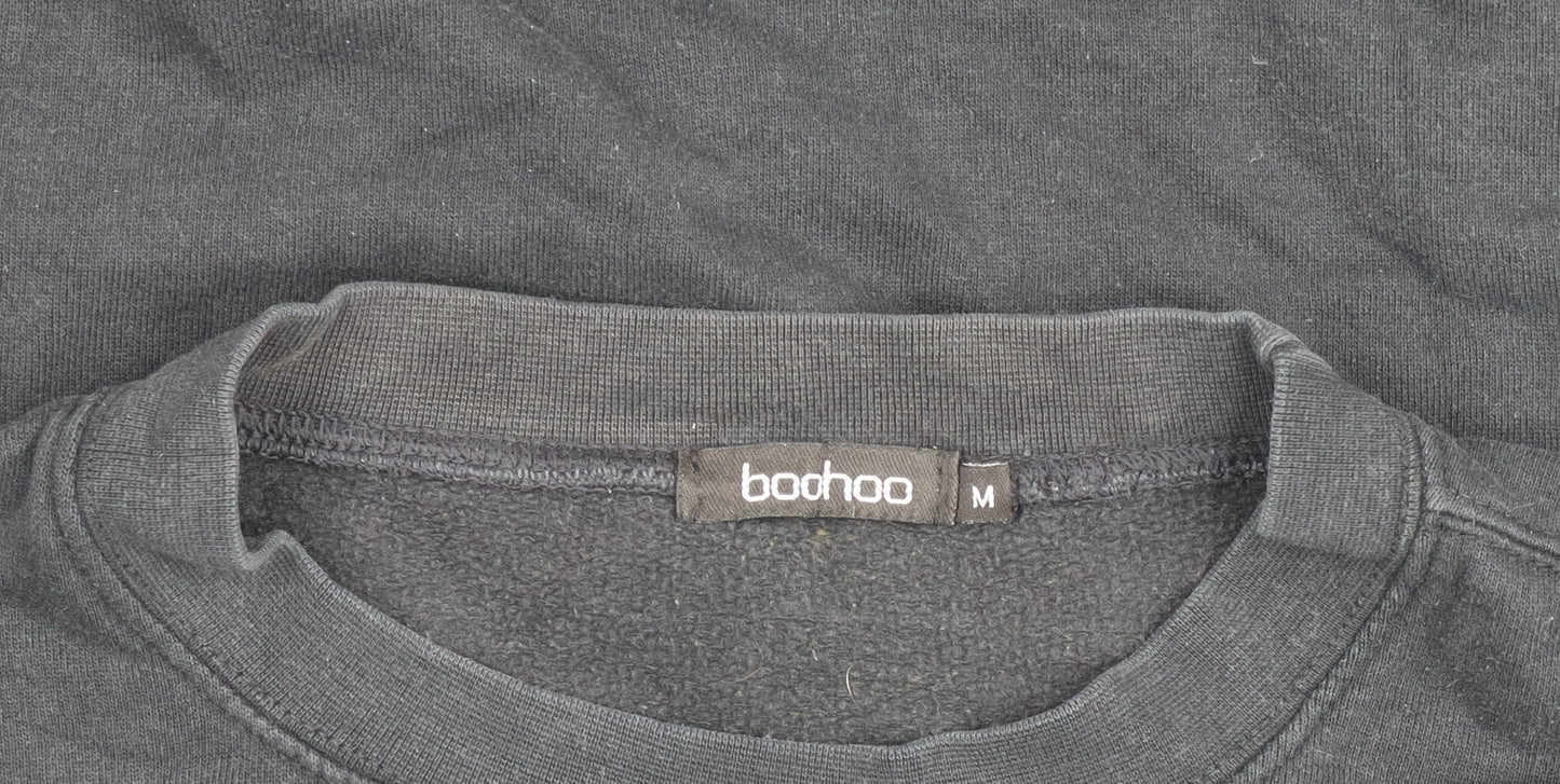 Womens UK Size M Boohoo Black Pullover Sweatshirt