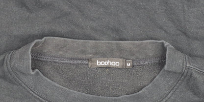 Womens UK Size M Boohoo Black Pullover Sweatshirt
