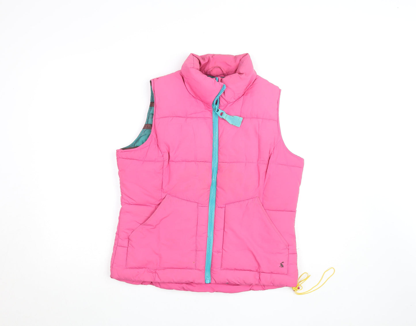 Joules Women’s Pink Puffer Waistcoat Size 14 Polyester Zip Front