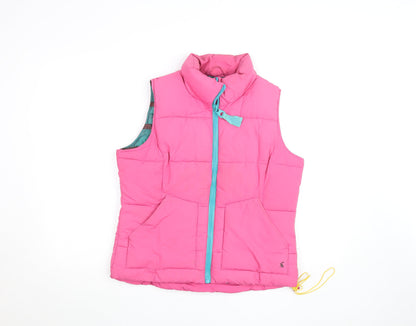 Joules Women’s Pink Puffer Waistcoat Size 14 Polyester Zip Front