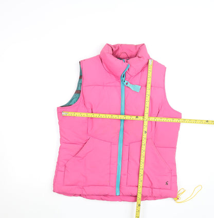 Joules Women’s Pink Puffer Waistcoat Size 14 Polyester Zip Front