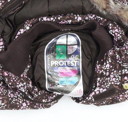 Girls UK Size 16 Years Protest Brown Puffer Jacket