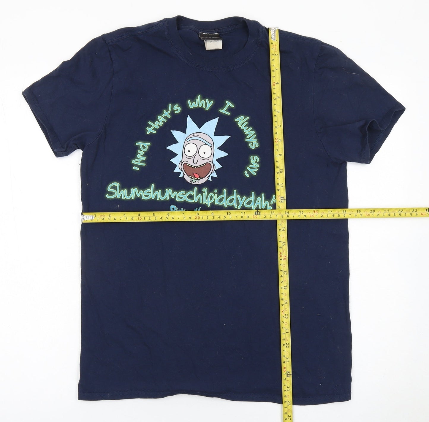 Rick and Morty Men's Blue Cotton Graphic T-Shirt Size M