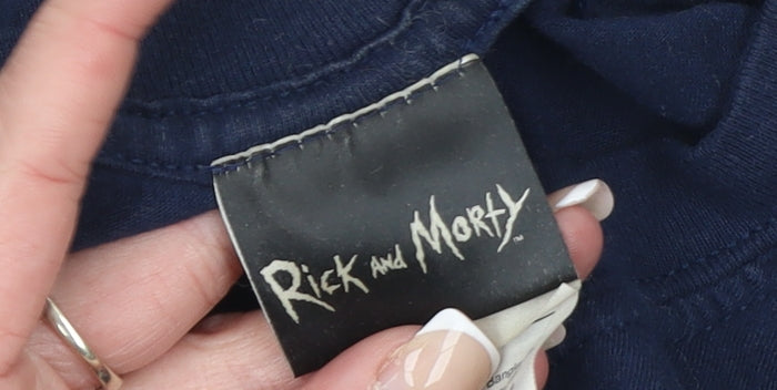 Rick and Morty Men's Blue Cotton Graphic T-Shirt Size M