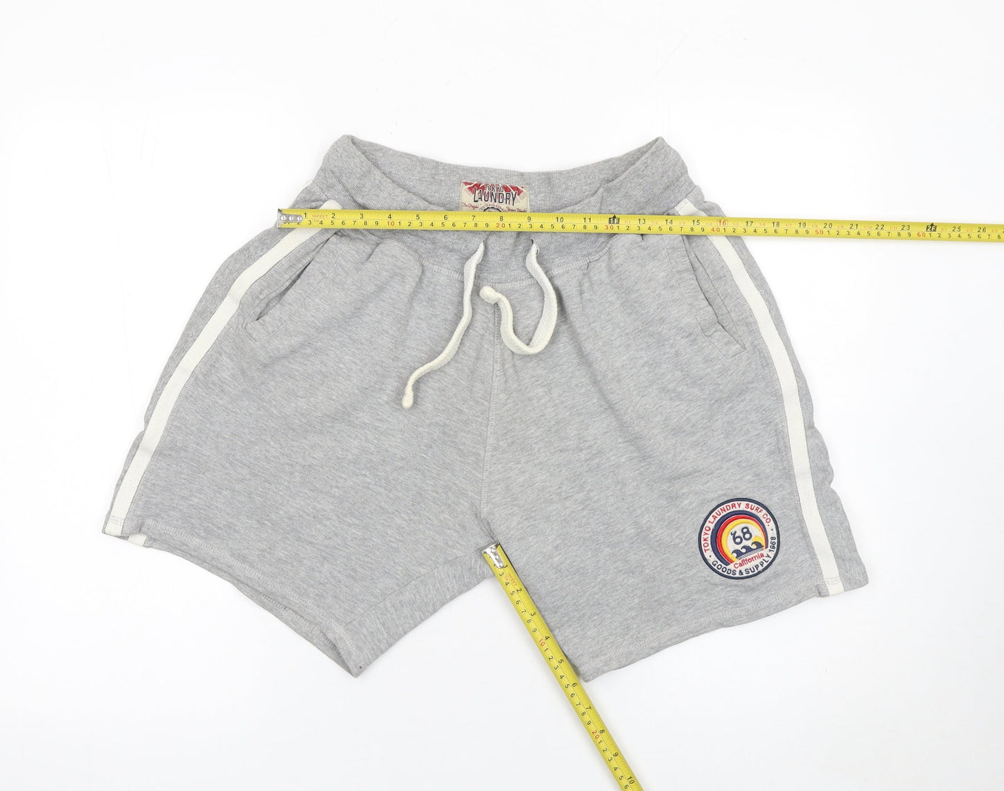 Tokyo Laundry Men's Grey Sweat Shorts M Elastic Waist Casual