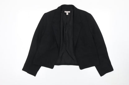 H&M Women's Black Short Blazer Jacket Size S Regular Fit Notch Lapel