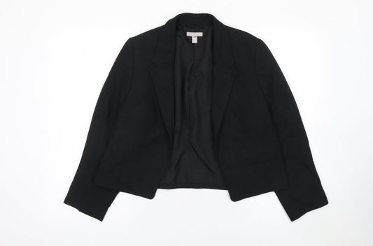 H&M Women's Black Short Blazer Jacket Size S Regular Fit Notch Lapel