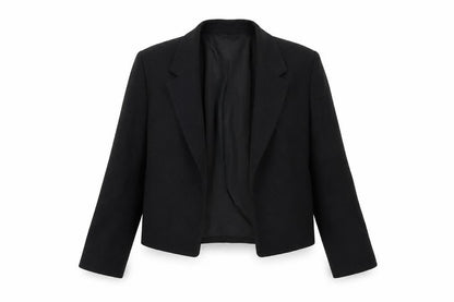 H&M Women's Black Short Blazer Jacket Size S Regular Fit Notch Lapel