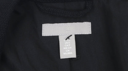 H&M Women's Black Short Blazer Jacket Size S Regular Fit Notch Lapel