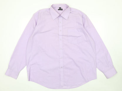 Jason Jones Men’s Purple Long Sleeve Button-Up Shirt Size 17.5 Regular Fit