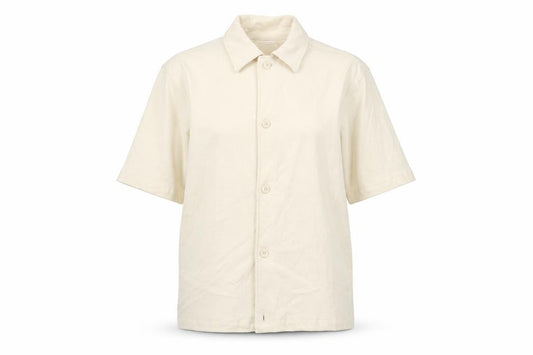 Weekday Women Beige Cotton Short Sleeve Button-Up Shirt XS