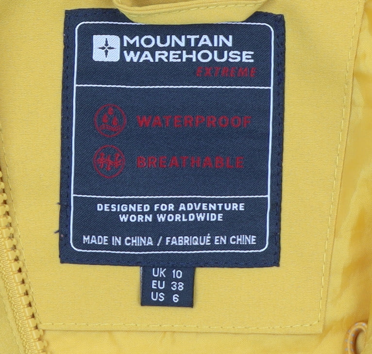 Mountain Warehouse Women’s Yellow Waterproof Rain Coat Size 10