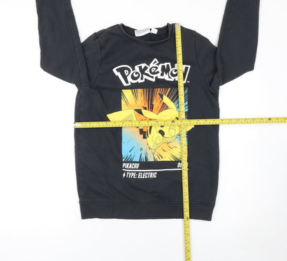 Pokémon Boys Black Pikachu Graphic Pullover Sweatshirt 13-14 Years