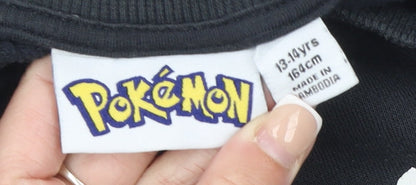 Pokémon Boys Black Pikachu Graphic Pullover Sweatshirt 13-14 Years