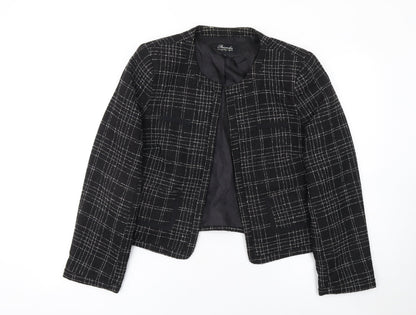 Peacocks Women's Black Checked Lined Blazer Size 14 Polyester Viscose