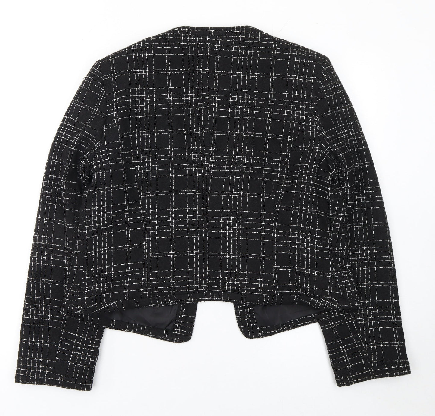 Peacocks Women's Black Checked Lined Blazer Size 14 Polyester Viscose