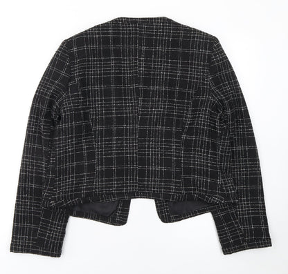 Peacocks Women's Black Checked Lined Blazer Size 14 Polyester Viscose