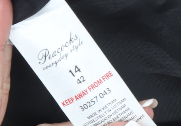 Peacocks Women's Black Checked Lined Blazer Size 14 Polyester Viscose