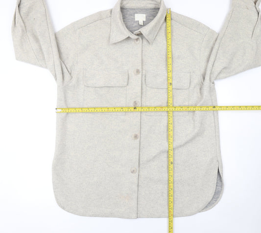 H&M Women’s Grey Relaxed Shacket Jacket Size 14 Classic Mid-Length