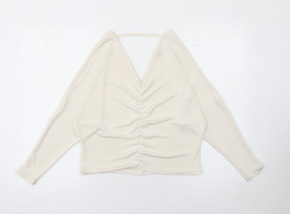 Womens UK Size 8 River Island Ivory Cropped Blouse