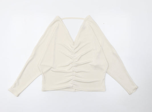 Womens UK Size 8 River Island Ivory Cropped Blouse