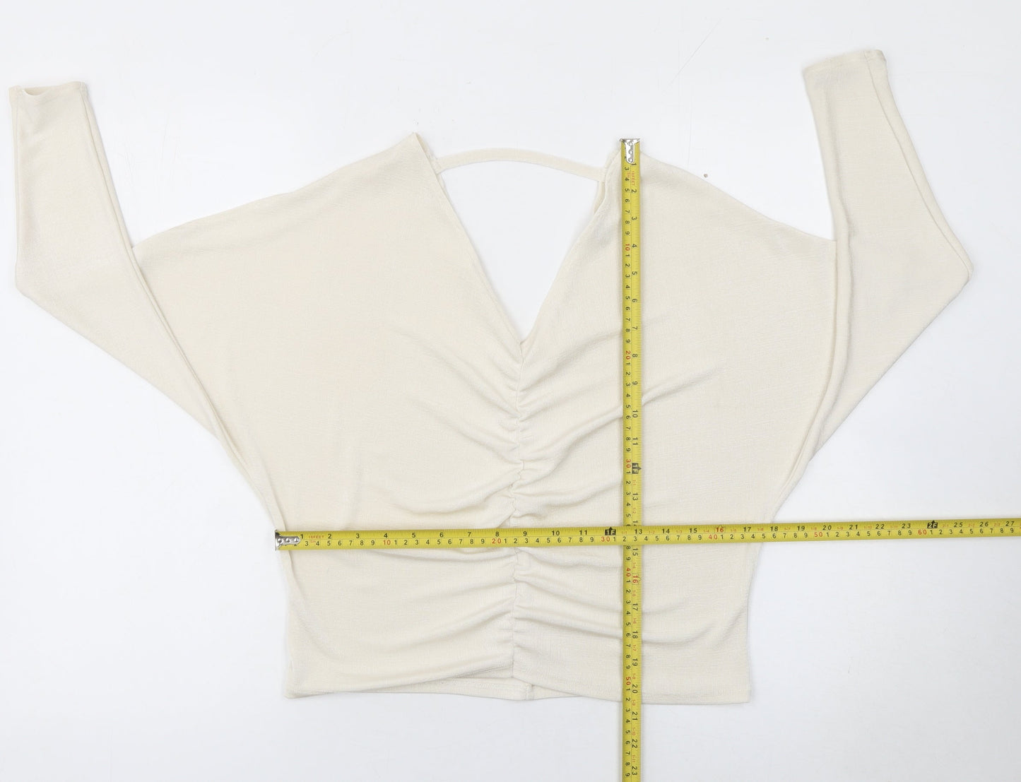 Womens UK Size 8 River Island Ivory Cropped Blouse
