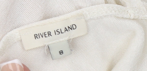 Womens UK Size 8 River Island Ivory Cropped Blouse