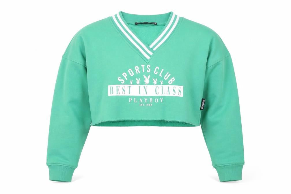 Womens UK Size M Playboy x Missguided Green Pullover Sweatshirt