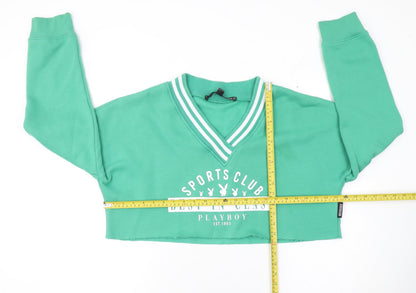 Womens UK Size M Playboy x Missguided Green Pullover Sweatshirt