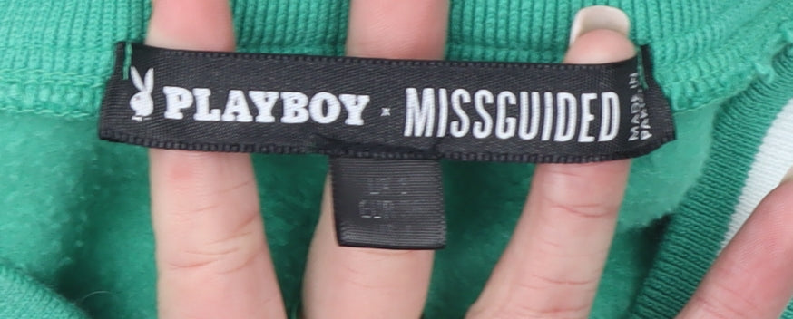 Womens UK Size M Playboy x Missguided Green Pullover Sweatshirt