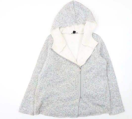 Esmara Women's Grey Hooded Full Zip Fleece Lined Hoodie Size 12