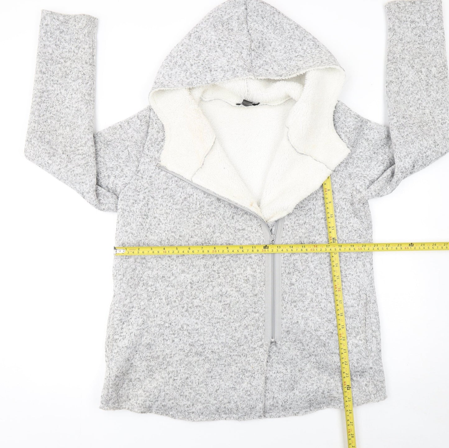 Esmara Women's Grey Hooded Full Zip Fleece Lined Hoodie Size 12